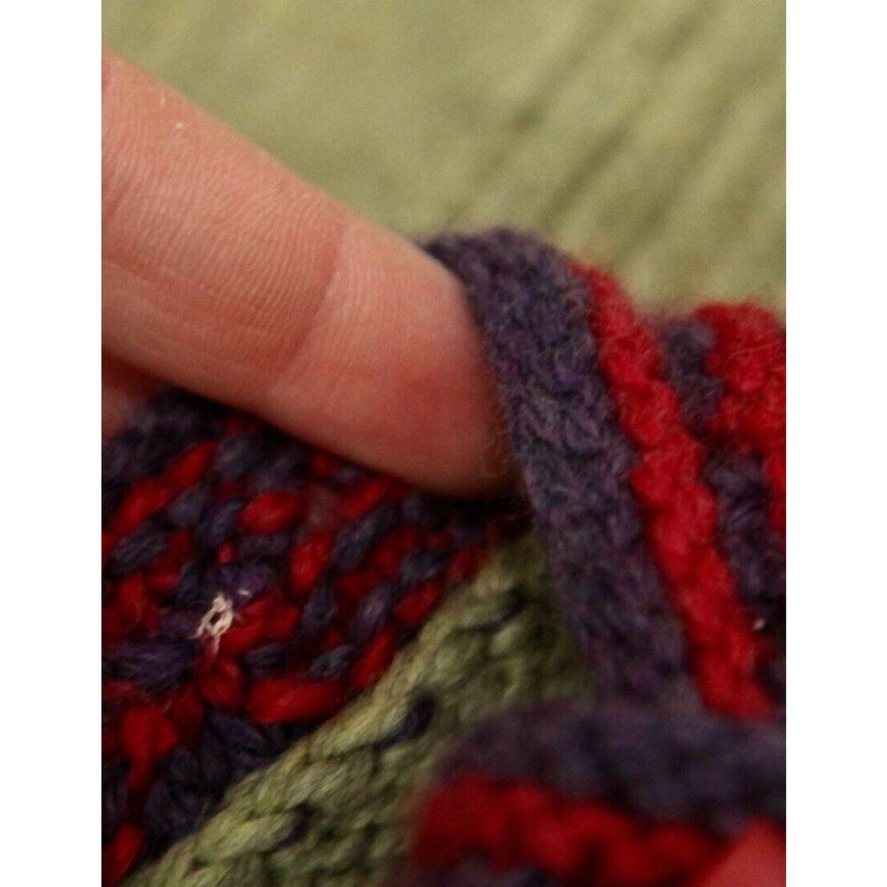 Handmade Knit Wool Cardigan Sweater Art to Wear Green Purple XS S Cottagecore - Picture 11 of 11
